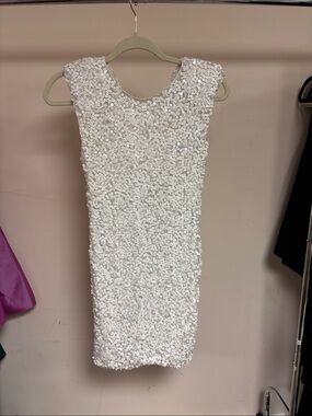 White Sequin Mini Dress